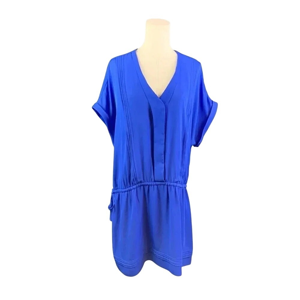 Banana Republic Royal Blue V Neck Dress with Cinched Waist (Size XL)